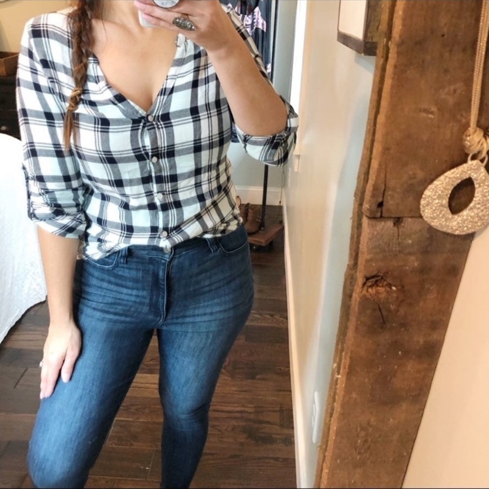 Max jeans small soft casual plaid flannel button down top